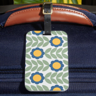 Étiquette À Bagage Scandinave rétro motif floral, fleur rétro, vin