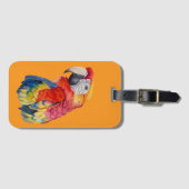Étiquette À Bagage Scarlet Macaw – Expressive Watercolor Bird Art (Devant Horizontal)