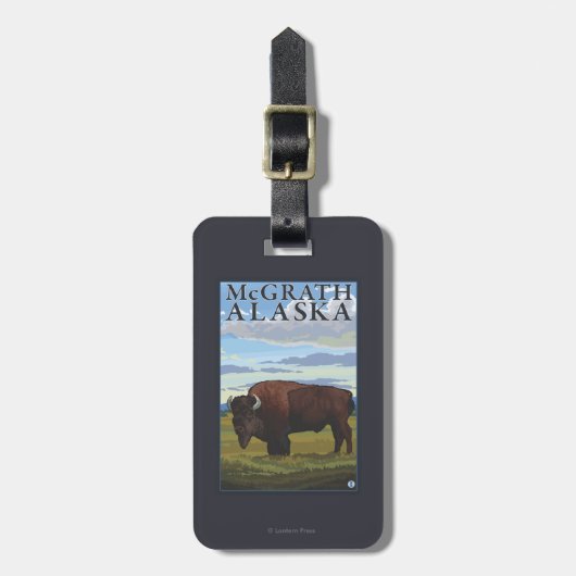 Étiquette À Bagage Scène de bison - McGrath, Alaska (Devant Vertical)