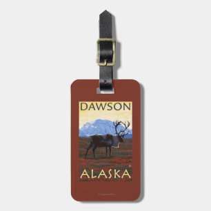 Étiquette À Bagage Scène de caribou - Dawson, Alaska