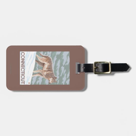 Étiquette À Bagage Scène de ConnecticutWolf (Devant horizontal)