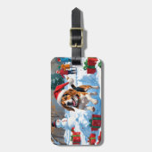 Étiquette À Bagage Scène de fête de Noël beagle (Devant Vertical)