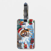 Étiquette À Bagage Scène de fête de Noël beagle (Dos Vertical)