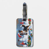 Étiquette À Bagage Scène de Noël australienne Kelpie (Dos Vertical)