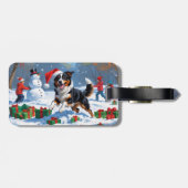 Étiquette À Bagage Scène de Noël australienne Kelpie (Dos horizontal)