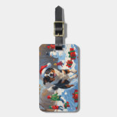 Étiquette À Bagage Scène de Noël de bétail australien (Devant Vertical)