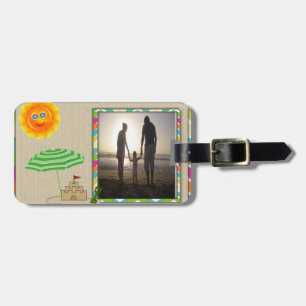 Étiquette À Bagage Scène de plage, Sun, sable, modèle photo de pâté