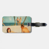 Étiquette À Bagage Scène de plage vintage (Dos horizontal)