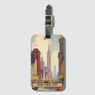 Étiquette À Bagage Scène de rue vintage à New York Texte personnalisé