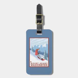 Étiquette À Bagage Scène de surfeur - bâti Adams, Washington