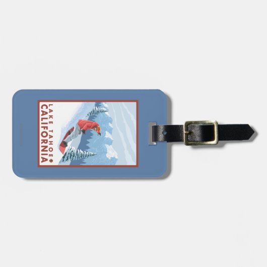 Étiquette À Bagage Scène de surfeur - le lac Tahoe, la Californie (Devant horizontal)