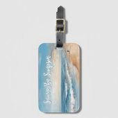 Étiquette À Bagage Scène de vacances Ocean Beach personnalisée (Devant Vertical)