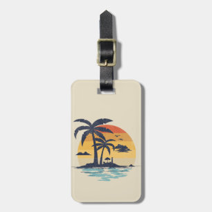 Étiquette À Bagage Scène estivale tropicale