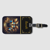 Étiquette À Bagage Scène musicale vibrante en bleu et or (Devant Horizontal)