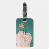 Étiquette À Bagage Scène océanique avec une pieuvre (Dos Vertical)