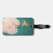 Étiquette À Bagage Scène océanique avec une pieuvre (Dos horizontal)