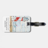 Étiquette À Bagage Scène rouge et blanche de phare (Dos horizontal)