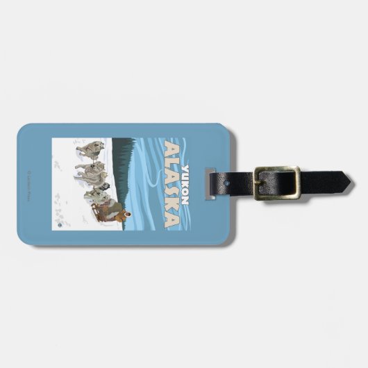 Étiquette À Bagage Scène Sledding de chien - le Yukon, Alaska (Devant horizontal)