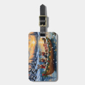 Étiquette À Bagage Schnauzer Christmas Boat Holiday (Devant Vertical)