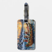 Étiquette À Bagage Schnauzer Christmas Boat Holiday (Dos Vertical)