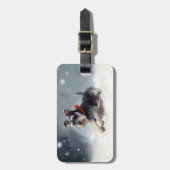 Étiquette À Bagage Schnauzer miniature neige de Noël hiver (Devant Vertical)