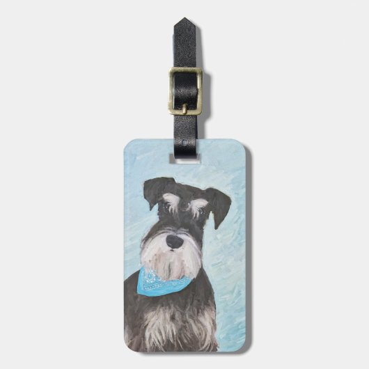 Étiquette À Bagage Schnauzer (Miniature) Peinture - Joli chien origin (Devant Vertical)