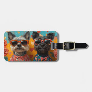 Étiquette À Bagage Scottish Terrier avec coeur Roses Saint-Valentin