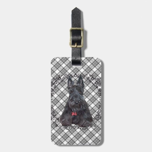 Étiquette À Bagage Scottish terrier on tartan (Devant Vertical)