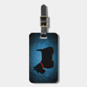 Étiquette À Bagage Scottish Terrier, silhouette noire, bleu granit (Devant Vertical)