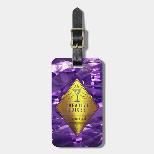 Étiquette À Bagage Scrapbooker Purple Foil Design "Jus Créatifs" (Devant Vertical)