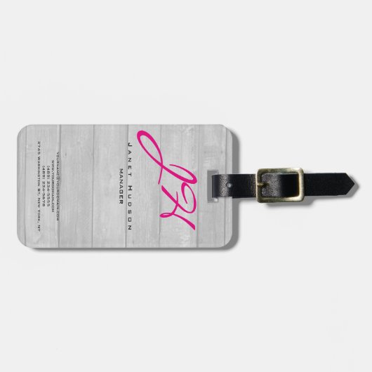 Étiquette À Bagage Script arrière - plan en bois moderne vertical mon (Devant horizontal)