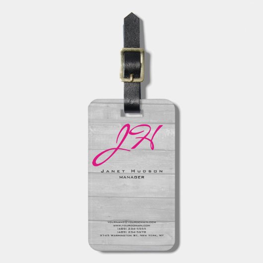 Étiquette À Bagage Script arrière - plan en bois moderne vertical mon (Devant Vertical)
