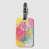 Étiquette À Bagage Script d'aquarelle des couleurs arc-en-ciel (Devant Vertical)