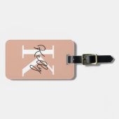 Étiquette À Bagage Script de monogramme rose vierge moderne (Devant horizontal)