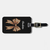 Étiquette À Bagage Script de nom d'arc empreinte de léopard noir (Devant horizontal)