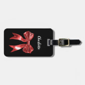 Étiquette À Bagage Script de nom d'arc rouge noir (Devant horizontal)