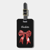 Étiquette À Bagage Script de nom d'arc rouge noir (Devant Vertical)