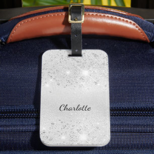 Étiquette À Bagage Script de nom monogramme de parties scintillant ar