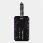 Étiquette À Bagage Script de nom monogramme de poussière de parties s (Dos Vertical)