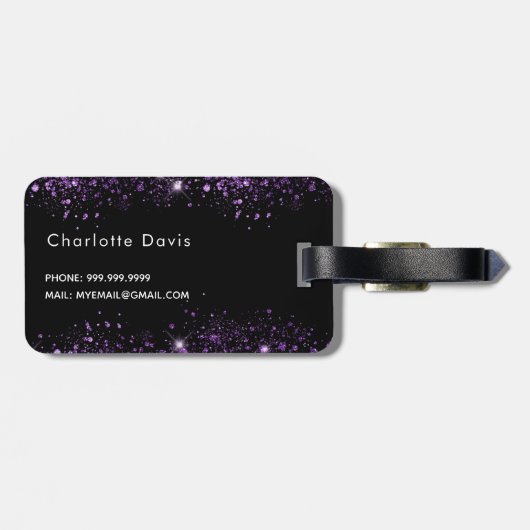 Étiquette À Bagage Script de nom monogramme de poussière de parties s (Dos horizontal)