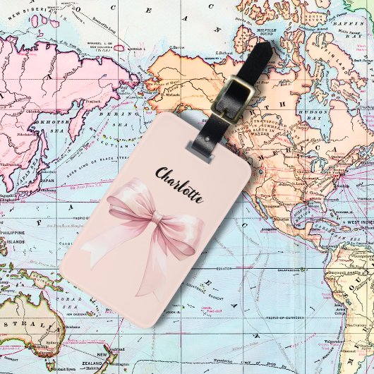 Étiquette À Bagage Script de nom rose bow