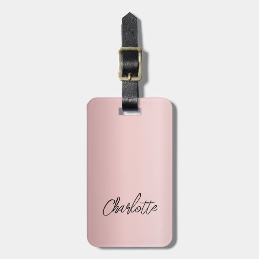 Étiquette À Bagage Script de nom rose Dusty (Devant Vertical)
