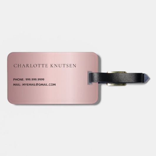 Étiquette À Bagage Script de nom rose Dusty (Dos horizontal)