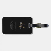 Étiquette À Bagage Script moderne Black Gold Monogramme Nom élégant (Dos horizontal)