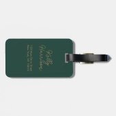 Étiquette À Bagage Script moderne Emerald Green Gold (Dos horizontal)