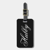 Étiquette À Bagage Script moderne Hubby Mari noir et blanc (Devant Vertical)