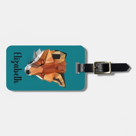 Étiquette À Bagage Script moderne Red Fox & lettres main (Devant horizontal)