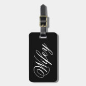 Étiquette À Bagage Script moderne Wifey noir et blanc  (Devant Vertical)