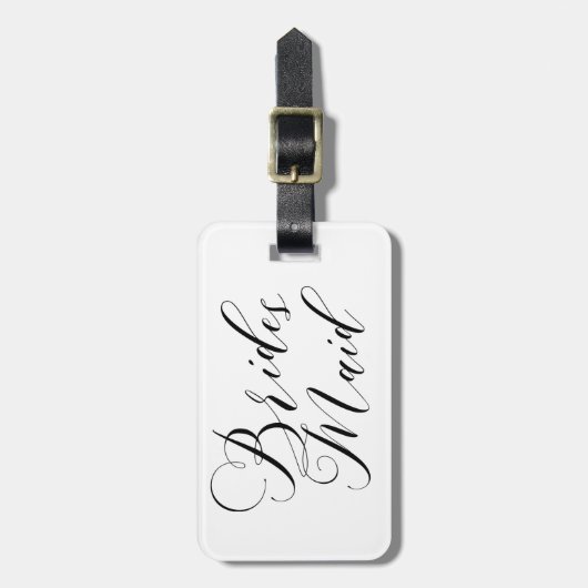 ÉTIQUETTE À BAGAGE SCRIPT NOIR ÉLÉGANT FLOWING BRIDESMAID (Devant Vertical)