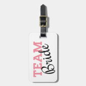 Étiquette À Bagage Script rose de l'équipe (Devant Vertical)